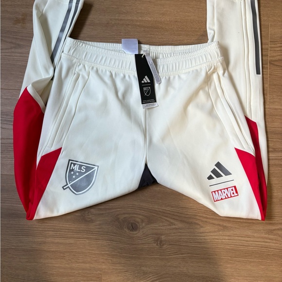 adidas White and Red MLS Joggers - Picture 1 of 8